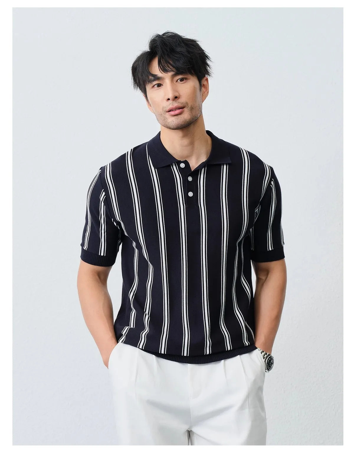 Men’s Striped Knit Polo