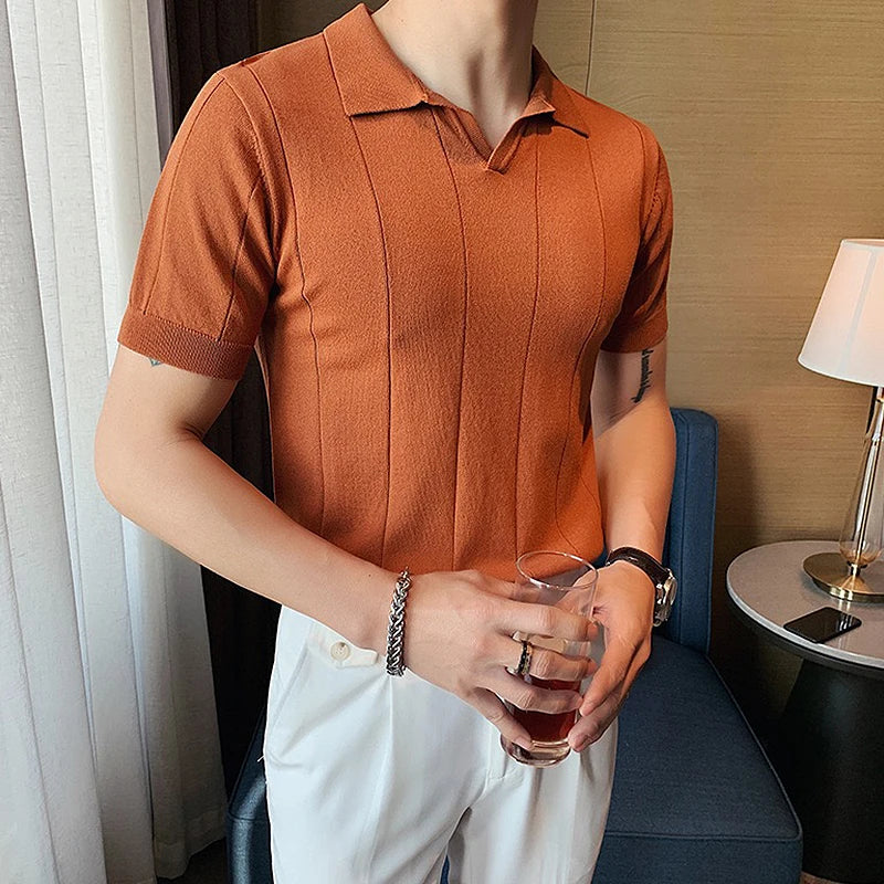 Men’s V-Neck Knit Polo