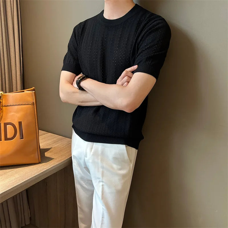 Men’s Hollow-Out Knit T-Shirt