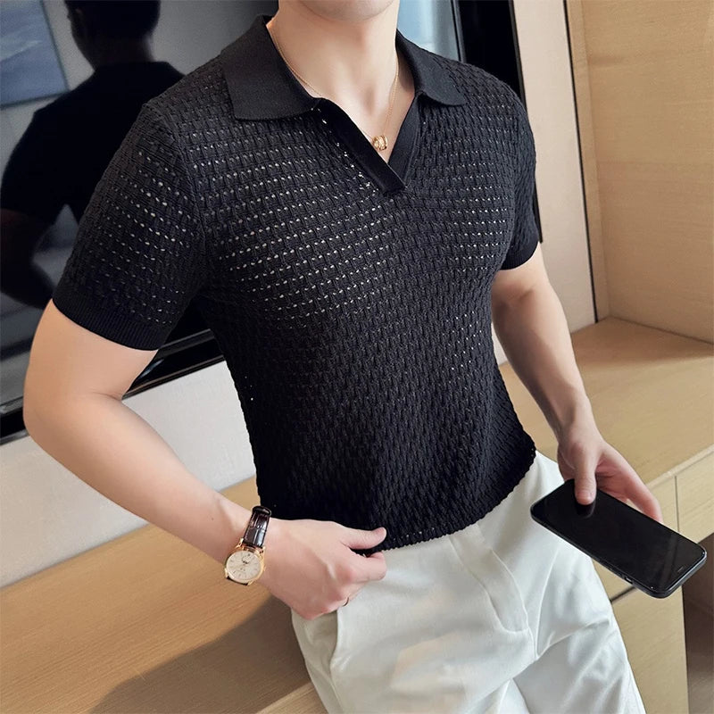 Men’s Hollow-Out Polo Shirt
