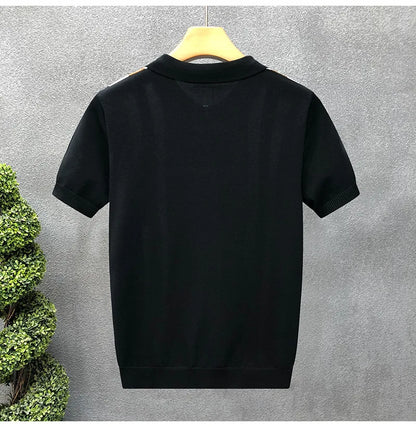 Men’s Striped Zipper Knit Polo