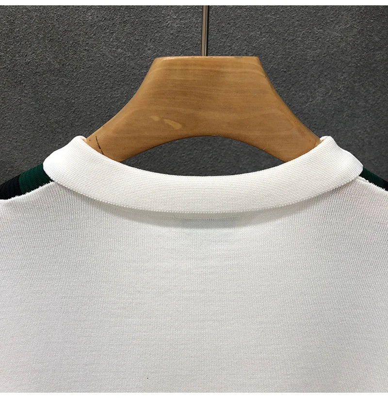 Men’s Striped Zipper Knit Polo