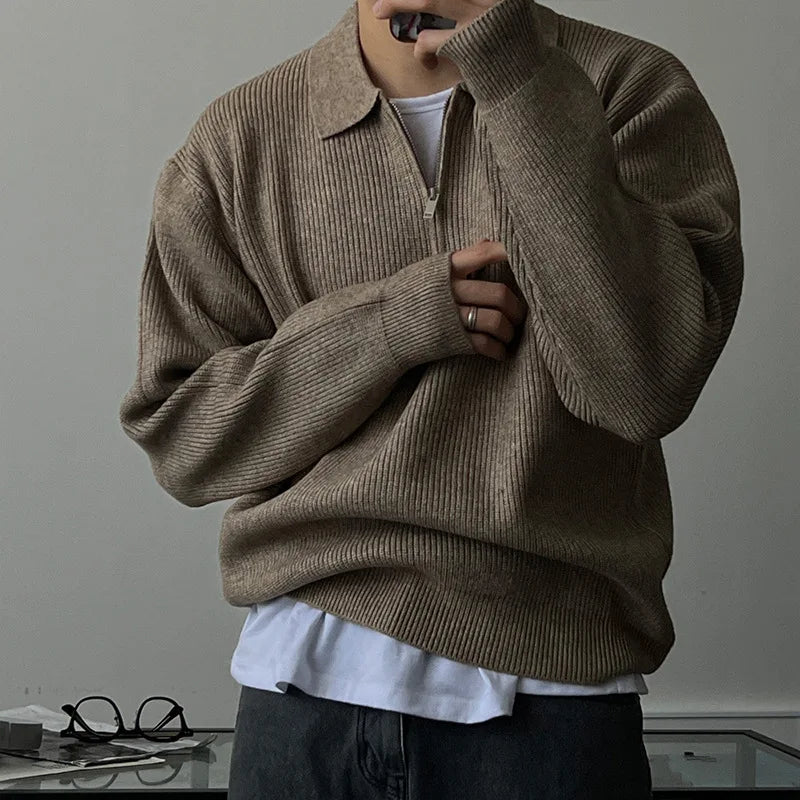 Men’s Luxury Zipper Polo Sweater