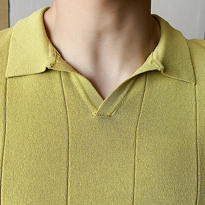 Men’s V-Neck Knit Polo