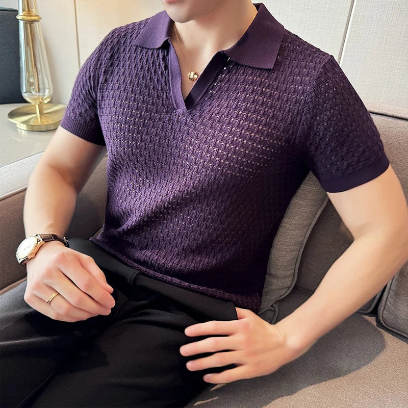 Men’s Hollow-Out Polo Shirt